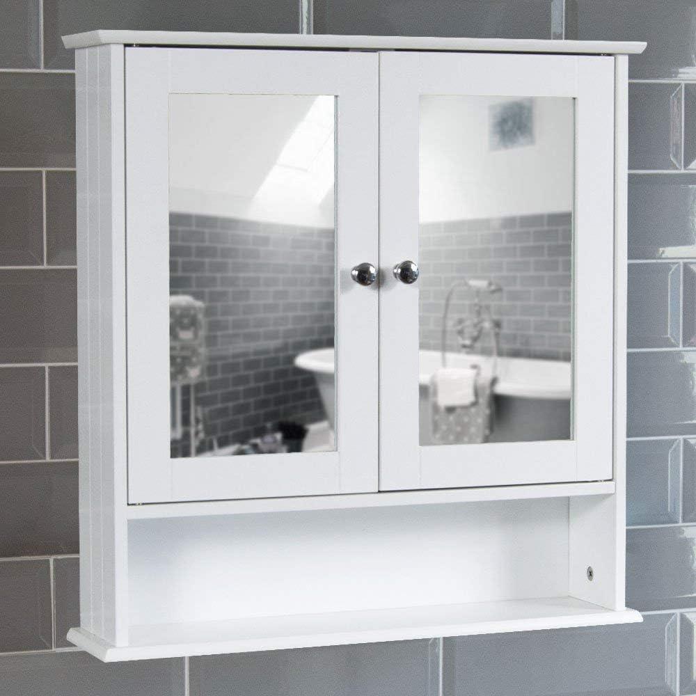 Vida Designs Priano Badezimmer-Spiegelschrank, 2 Türen, Wandmontage, Aufbewahrungsmöbel, weiß Bild 1