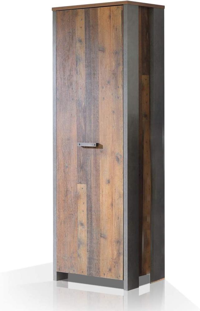 Möbel-Eins CASSIA Garderobenschrank mit 1 Tür, Material Dekorspanplatte, Old Wood Vintage/betonfarbig Bild 1