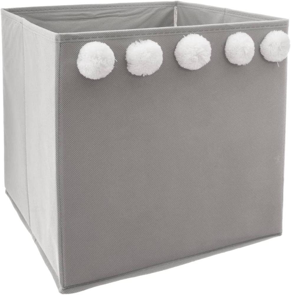 Aufbewahrungsbehälter mit Pompons für Kinder, grau 29 x 29 x 29 cm, Atmosphera for kids Bild 1