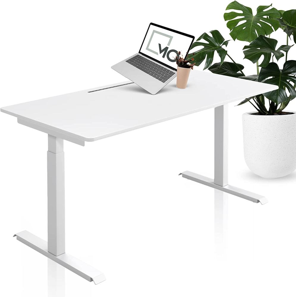 Die Elegante - Elektrisch höhenverstellbarer Schreibtisch (MO Five & 160 x 80 cm Tischplatte Weiß) Bild 1