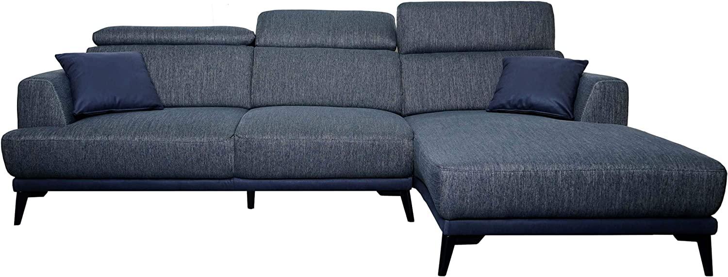 Sofa HWC-G44, Ecksofa L-Form 3-Sitzer, Liegefläche Nosagfederung Taschenfederkern verstellbar 277cm ~ rechts, dunkelgrau Bild 1