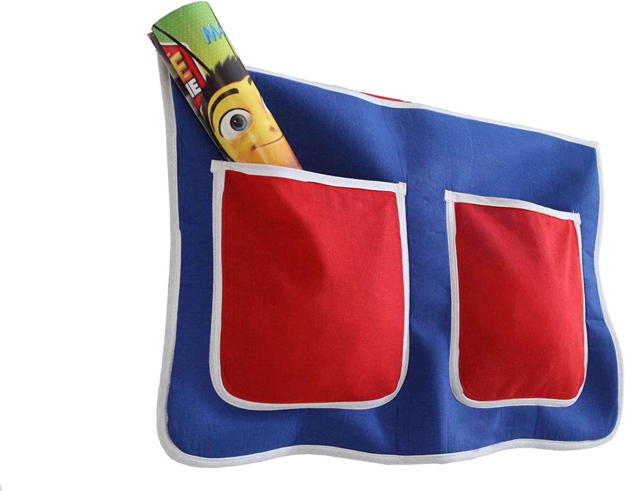 Bett-Tasche für Kinderbetten - blau-rot Bild 1