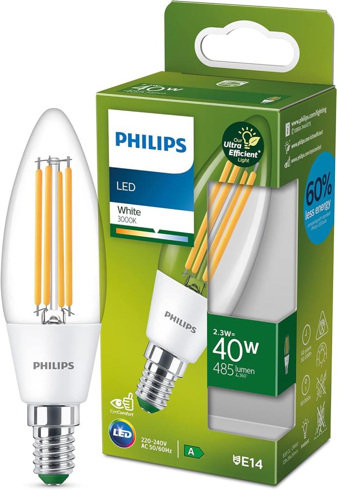 Philips Classic LED-A-Label Lampe 40W E14 Warmweiß klar Kerze Bild 1