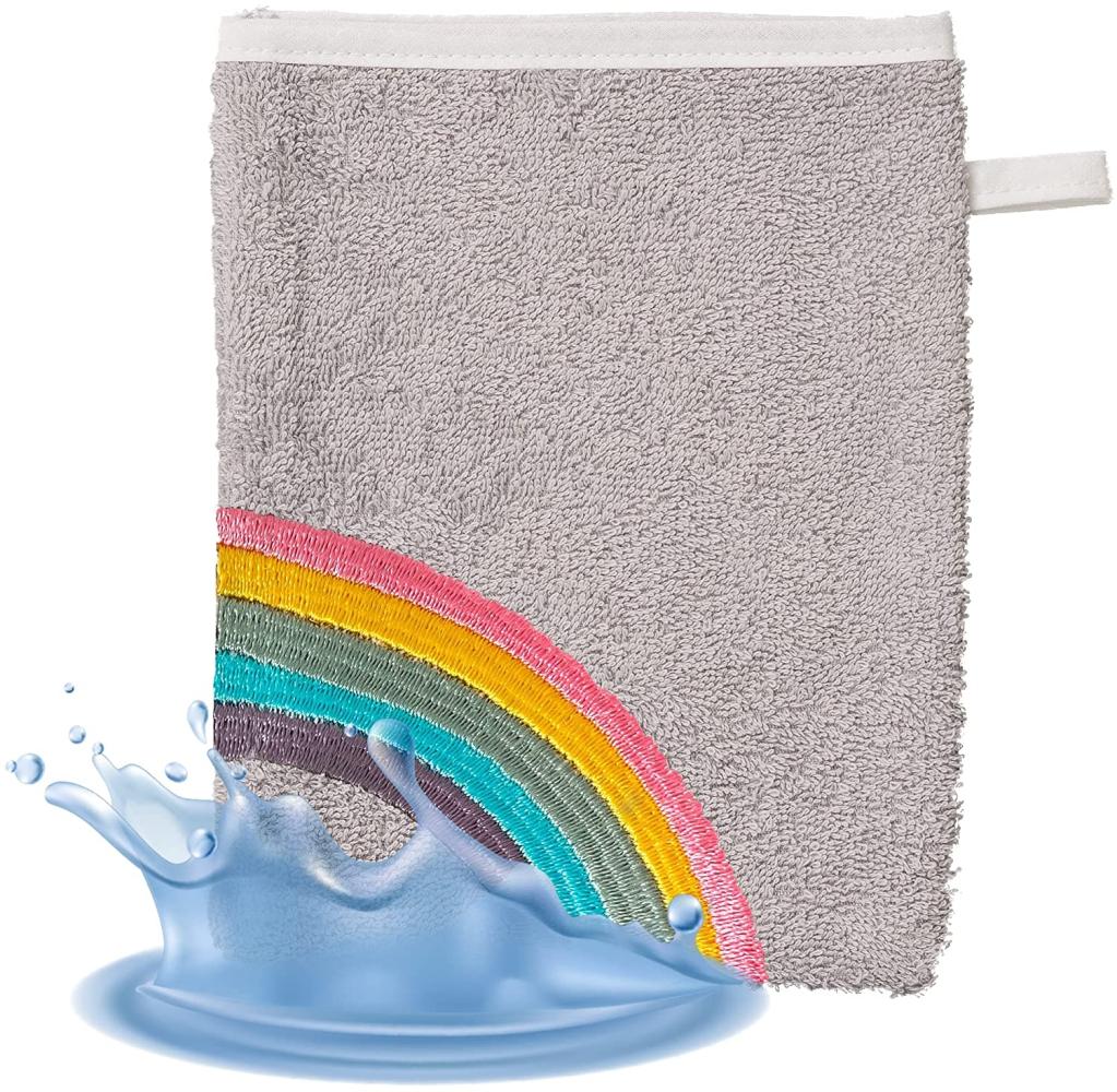 Smithy Waschlappen Baby Regenbogen Wolke | 100% Baumwolle Frottee | Waschhandschuh Kinder | Jungen & Mädchen | Geschenk zur Geburt Bild 1