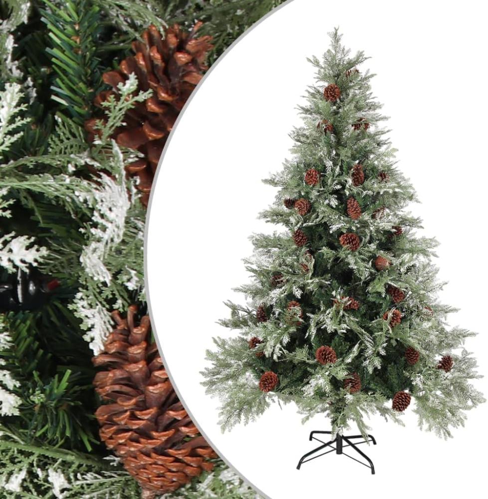 vidaXL Weihnachtsbaum mit Zapfen Grün und Weiß 150 cm PVC & PE Bild 1