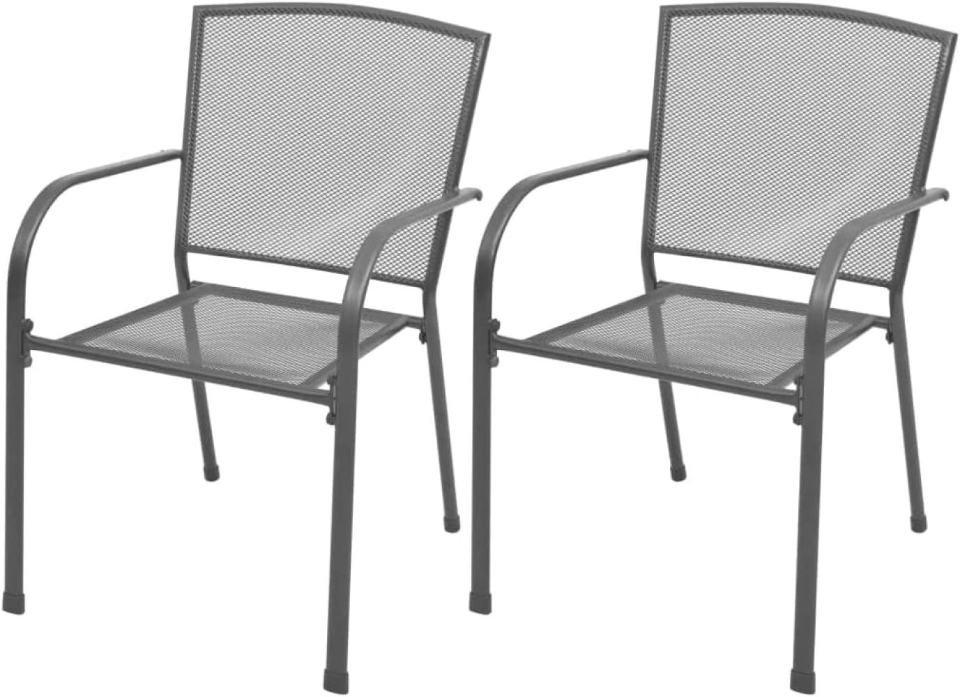 vidaXL Stapelbare Gartenstühle 2 Stk. Stahl Grau Bild 1