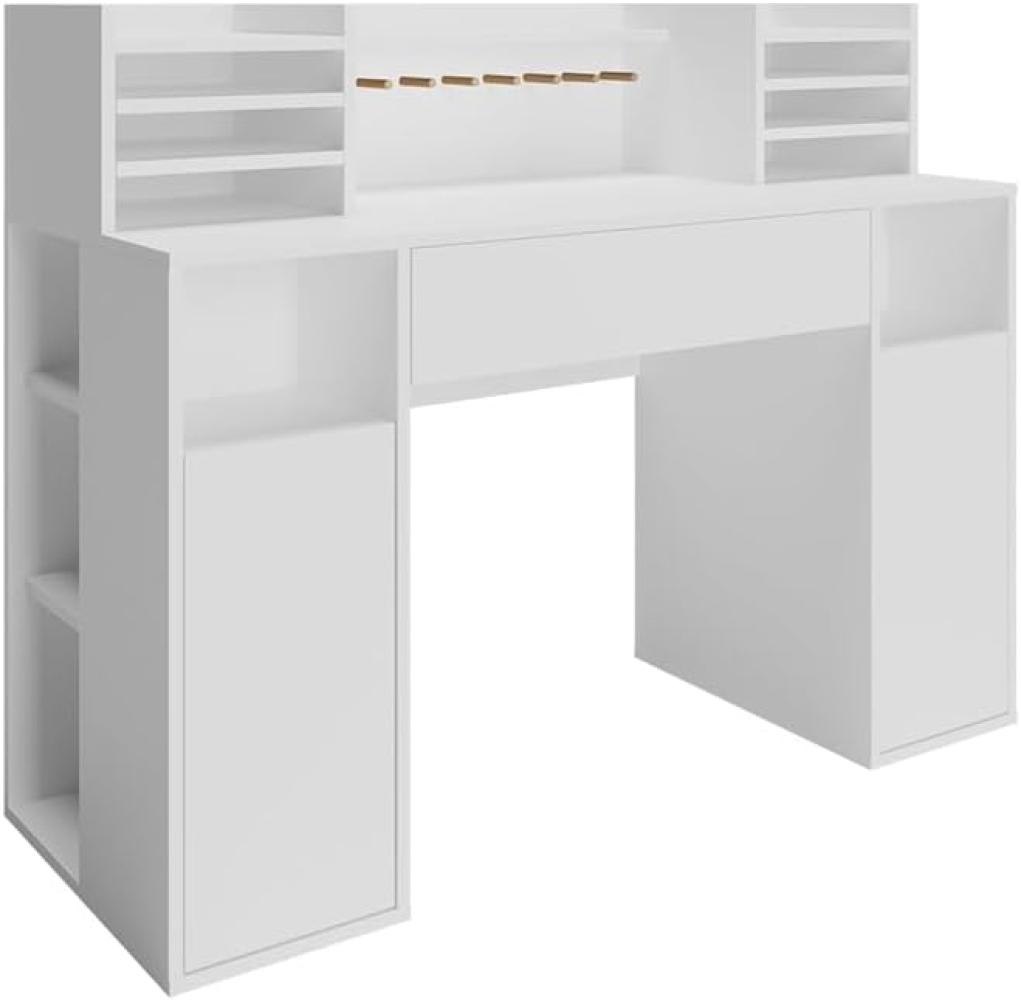 Vicco Schreibtisch Basteltisch XL 126,8 x 100 cm, Weiß mit Regale, Schubfach Bild 1
