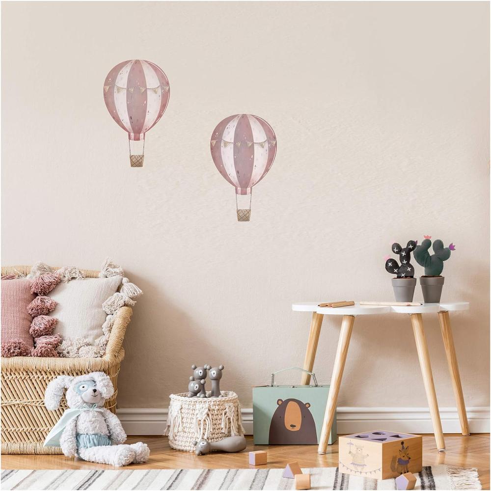 2er Set Heißluftballons Wandtattoo Wandsticker Aufkleber für Kinderzimmer Babyzimmer Aquarell Ballon Y032 (Altrosa) Bild 1