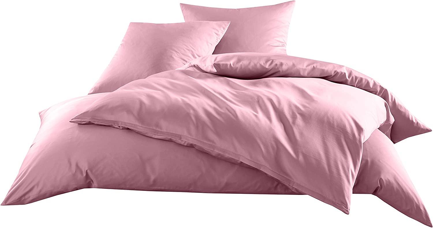 Bettwaesche-mit-Stil Mako-Satin / Baumwollsatin Bettwäsche uni / einfarbig rosa Kissenbezug 80x80 cm Bild 1