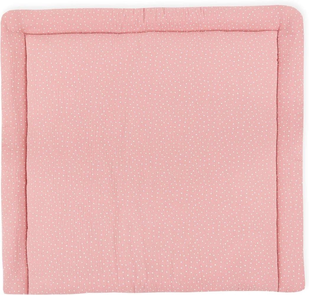 KraftKids Wickelauflage in Musselin rosa Punkte, Wickelunterlage 75x70 cm (BxT), Wickelkissen Bild 1