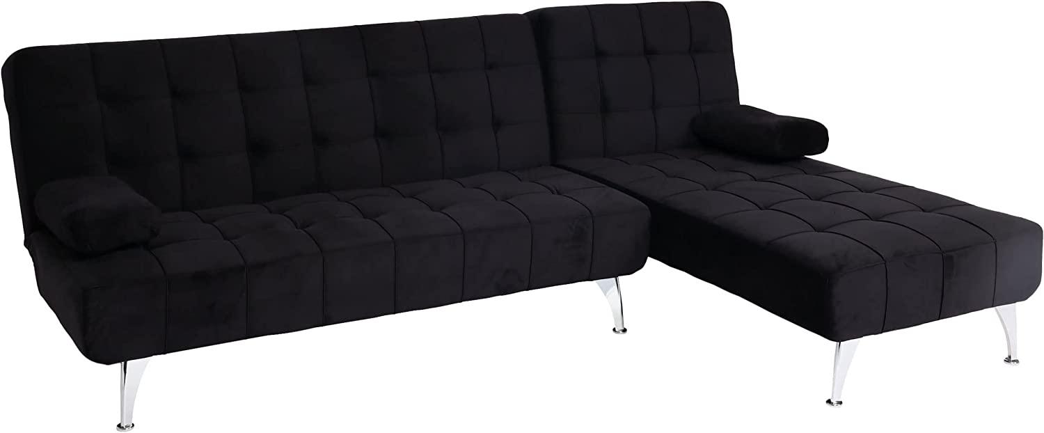 Schlafsofa HWC-K22, Couch Ecksofa Sofa, Liegefläche links/rechts Schlaffunktion 236cm ~ Samt schwarz Bild 1