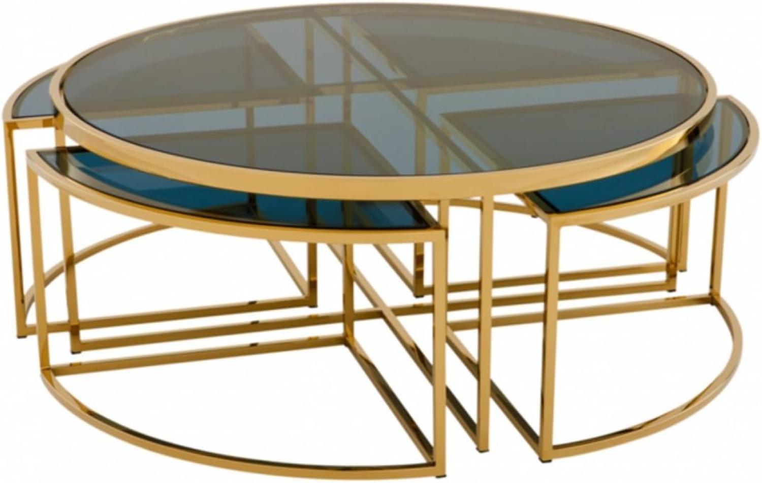 Casa Padrino Art Deco Luxus Couchtisch Gold Finish - Wohnzimmer Salon Tisch - Luxus Qualität Bild 1