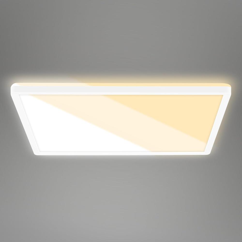 BRILONER – LED Deckenlampe für Wohnzimmer, LED Deckenleuchte flach, LED Lampe, Wohnzimmerlampe, LED Panel, Lichtfarbe einstellbar, Backlight, Weiß, 42 cm Bild 1