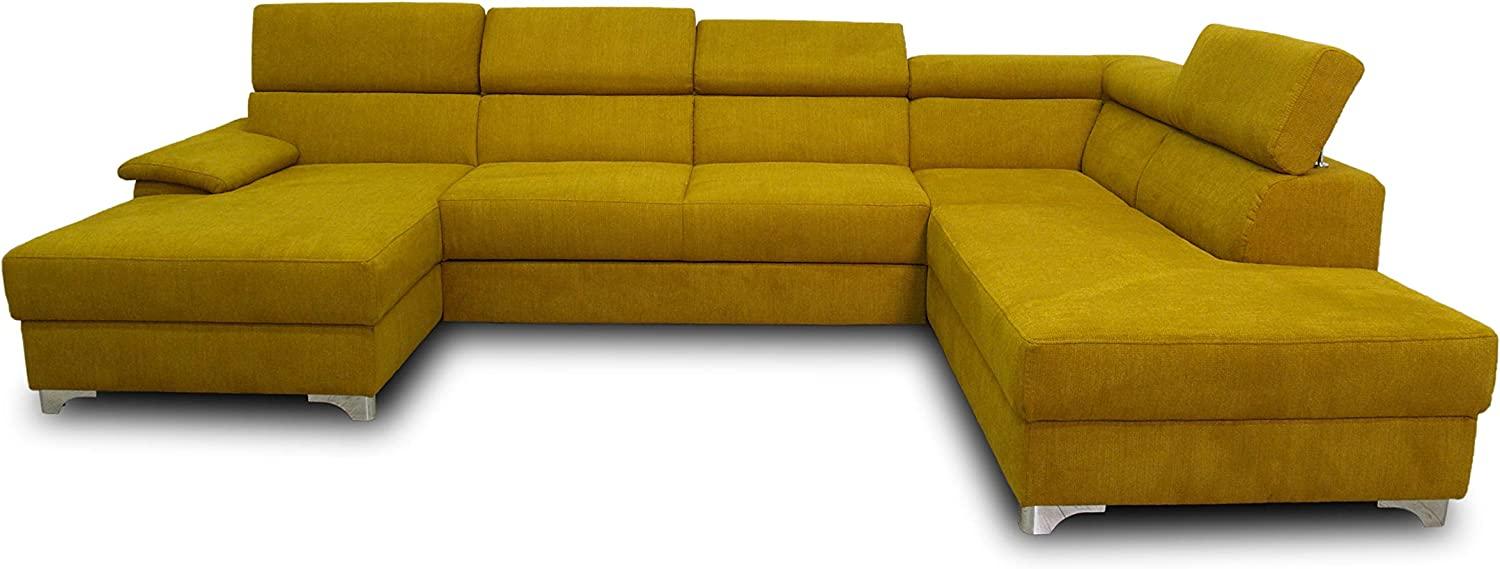 DOMO. collection Niria Wohnlandschaft | Eckcouch mit Schlaffunktion & Rückenfunktion | Sofa U Form Couch, großes Schlafsofa, gelb/senf, 167x337x230 cm Bild 1