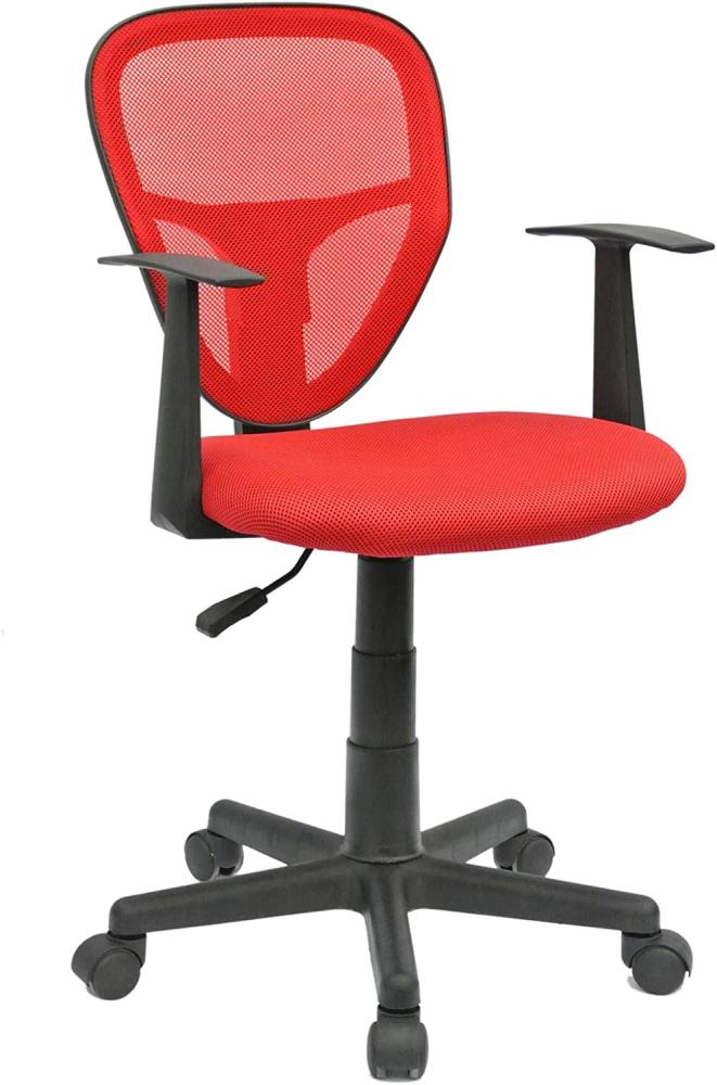 CARO-Möbel Schreibtischstuhl Kinderdrehstuhl Bürostuhl Drehstuhl Studio in rot mit Armlehnen, höhenverstellbar Bild 1