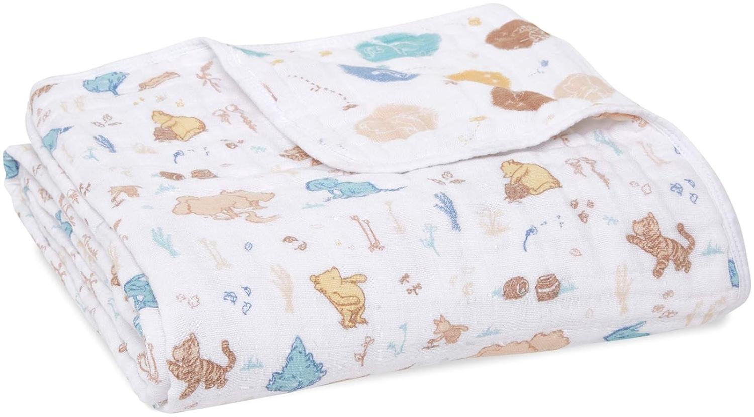 aden + anais Dream Blanket, Weiche und warme Decke für Neugeborene und Kleinkinder, Babydecken für Mädchen & Jungen, 4 Lagen aus 100% Baumwoll-Musselin, 120x120cm, Winnie in The Woods Bild 1