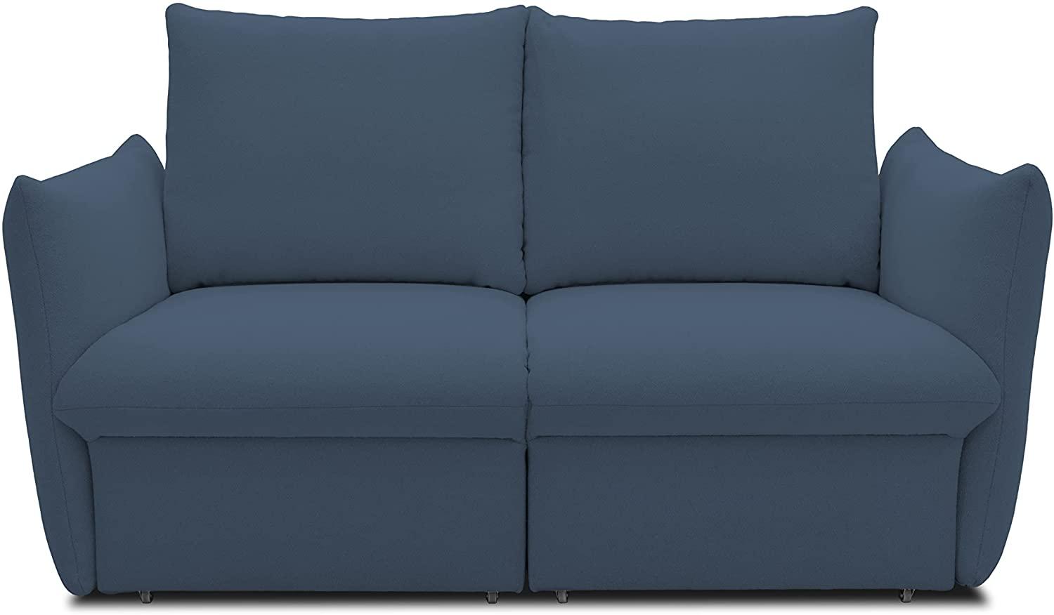DOMO Collection Cloud Box, 2 Sitzer mit Schlaffunktion und Boxspringfederung, Sofa mit Bettauszug, Schlafsofa, 180 cm, Boxspringsofa in blau Bild 1