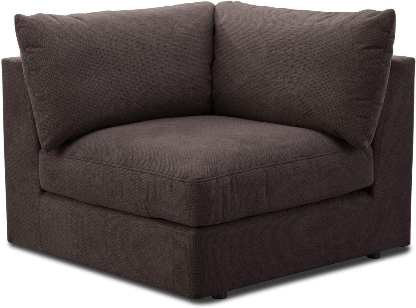 CAVADORE Sofa-Modul "Fiona" Spitzecke / Ecke für Wohnlandschaft oder XXL-Sessel / 107 x 90 x 107 / Webstoff dunkelbraun Bild 1