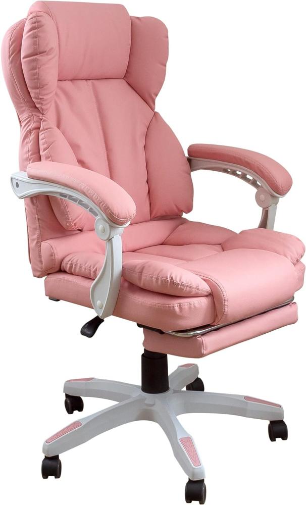 Schreibtischstuhl ergonomisch mit Flexibler Rückenlehne & Kopfstütze - Bequemer Bürostuhl für Schreibtisch - Büro Stuhl, Drehstuhl, Chefsessel, Farbe:Rosa Bild 1