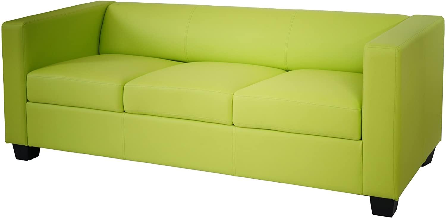 3er Sofa Couch Loungesofa Lille ~ Kunstleder, hellgrün Bild 1