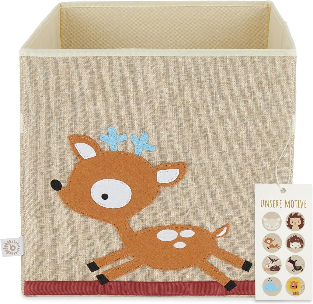 Praktische Spielzeugbox fürs Kinderzimmer, Reh, natur, 33 x 33 x 33 cm, von Bieco Bild 1