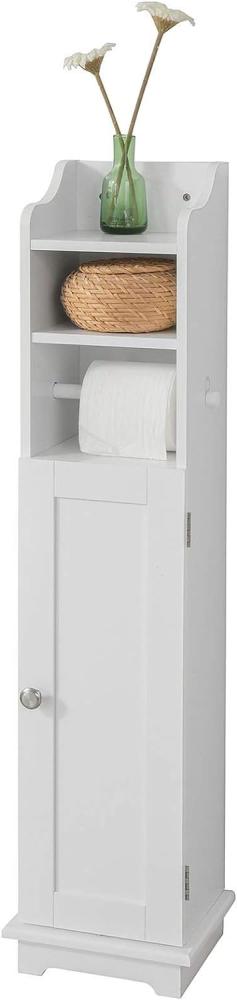 SoBuy FRG177-W Freistehend weiß Toilettenrollenhalter Toilettenpapieraufbewahrung Badregal Toilettenschrank BHT ca: 23x100x20cm Bild 1