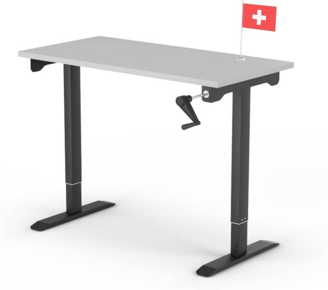 manuell höhenverstellbarer Schreibtisch EASY 120 x 60 cm - Gestell Schwarz, Platte Grau Bild 1