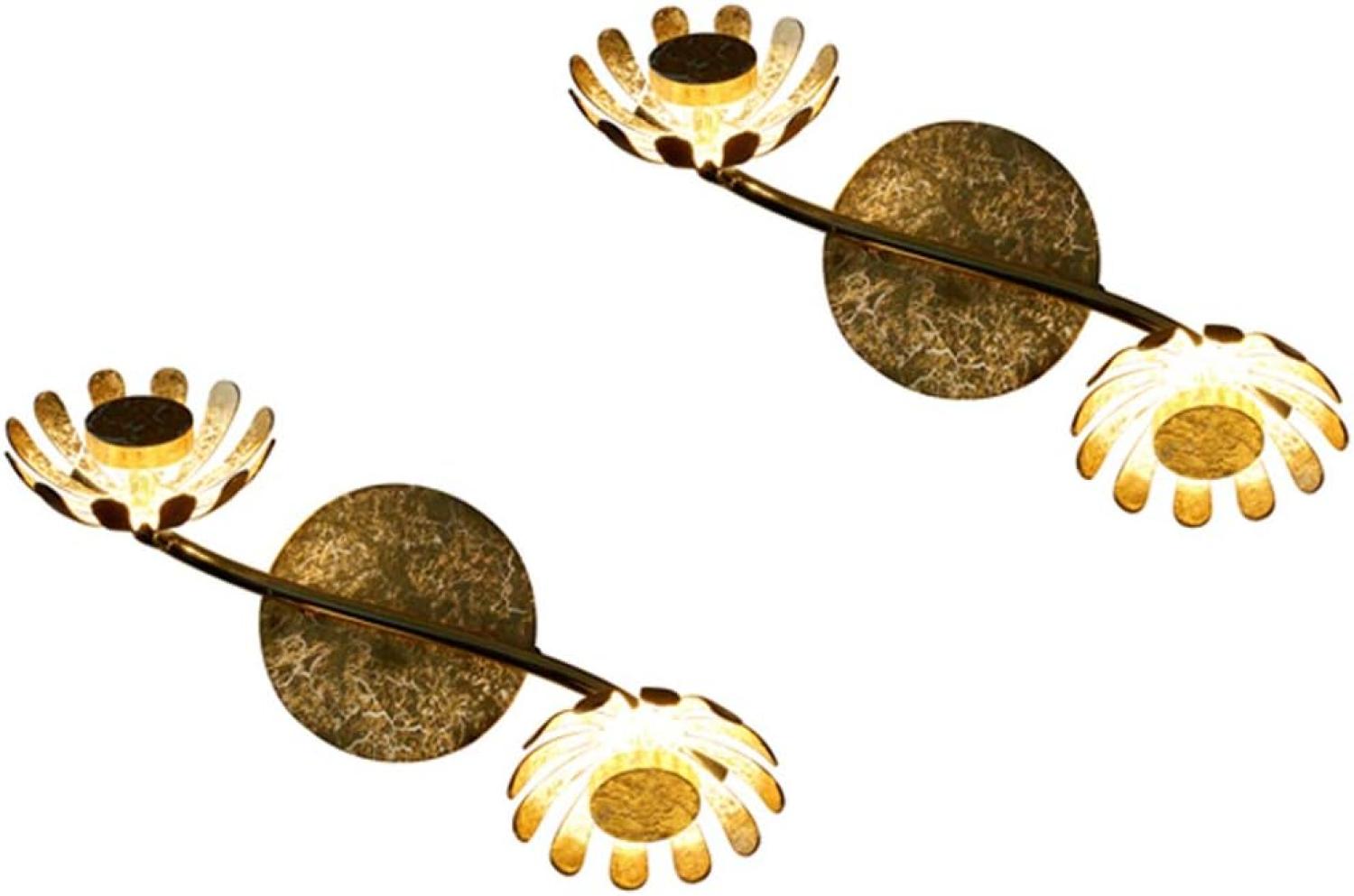 Zweiflammige LED Deckenlampen im 2er SET aus Metall mit Blattgold Design Bild 1