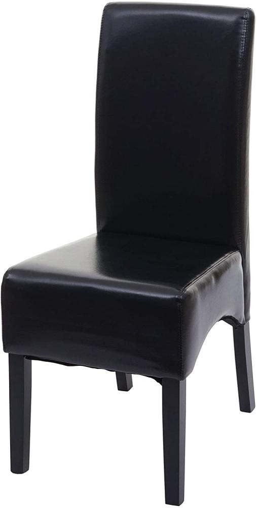 Esszimmerstuhl Latina, Küchenstuhl Stuhl, Leder ~ schwarz, dunkle Beine Bild 1