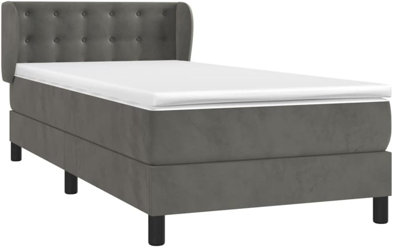 Boxspringbett mit Matratze Dunkelgrau 90x190 cm Samt (Farbe: Grau) Bild 1