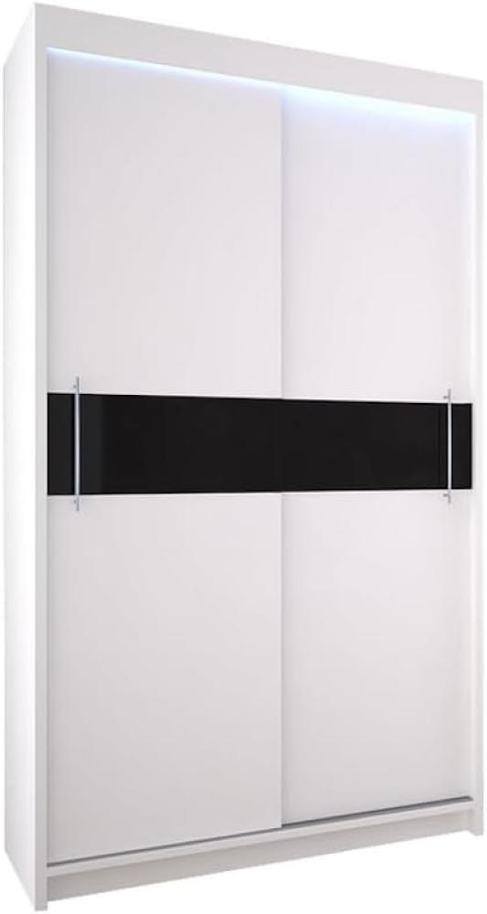 Schwebetürenschrank NICOLETTA, 200x216x61, schwarz/weißes Glas Bild 1