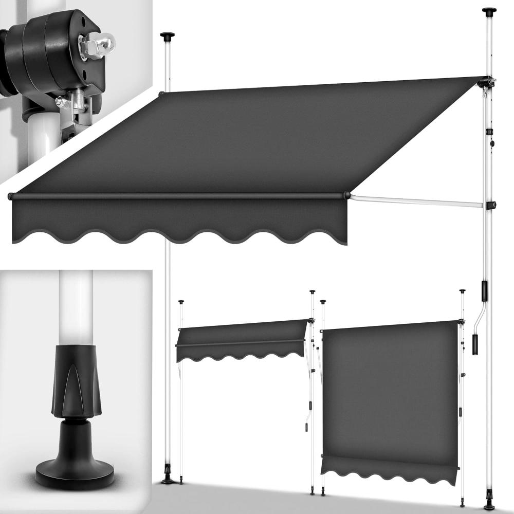 tillvex Balkonmarkise 350 cm Anthrazit Gelenkarm Markise Klemmmarkise Sonnenmarkise Balkon ohne Bohren Bild 1