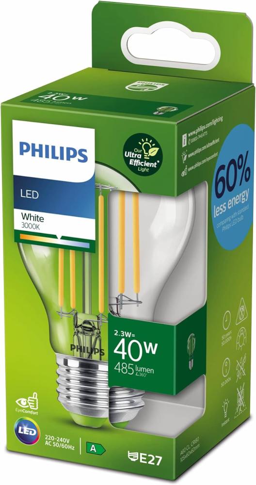 Philips LED-Lampe LED CLA 40W A60 E27 3000K CL EELA SRT4 E27 Bild 1