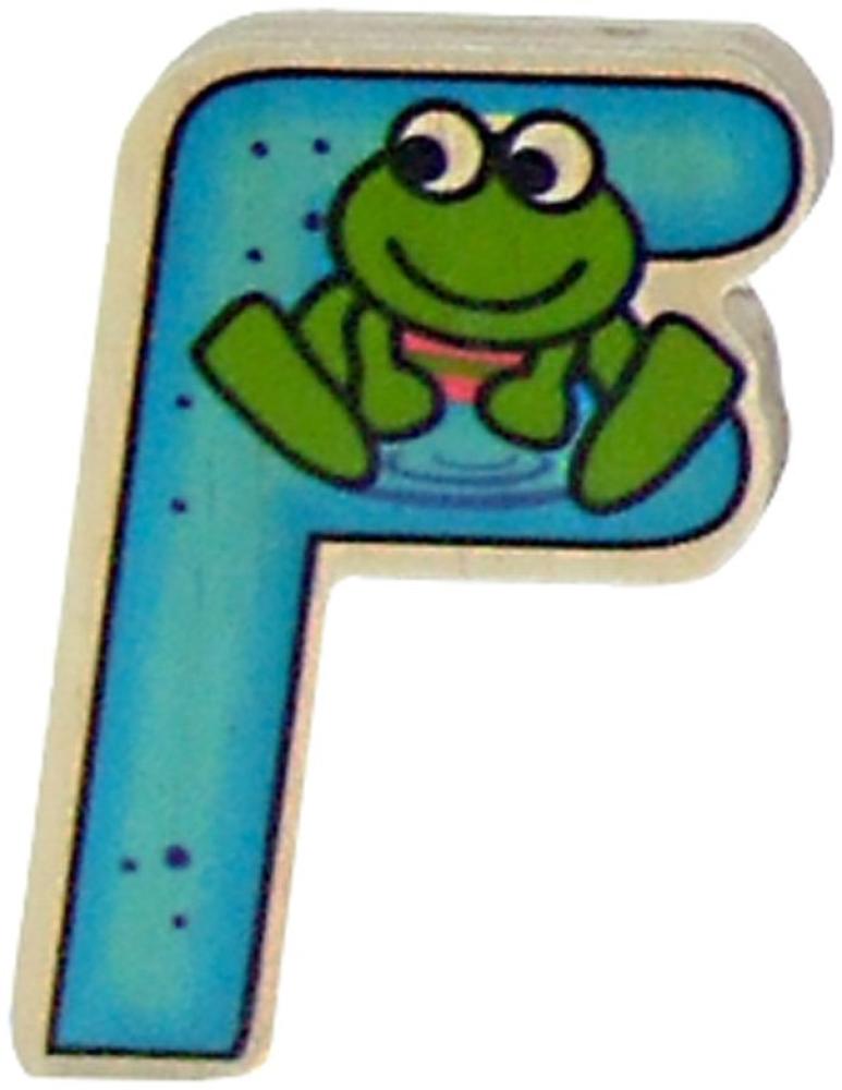 Hess Holzspielzeug 0044F - Buchstabe aus Holz, mit buntem Tiermotiv passend zum Konsonant F, ca. 5 x 6 cm groß, handgefertigt, als Dekoration für´s Kinderzimmer Bild 1