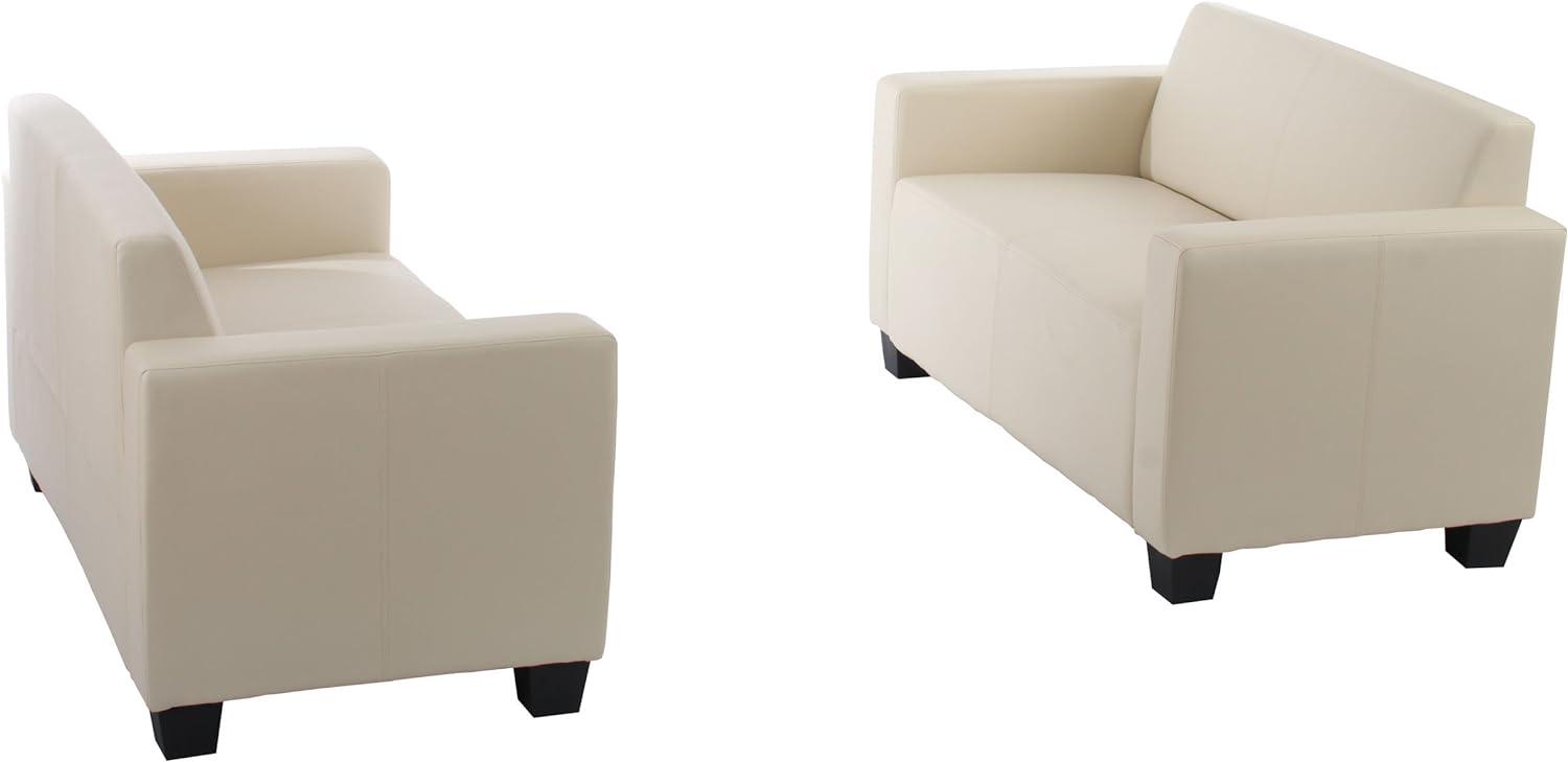 Sofa-Garnitur Couch-Garnitur 2x 2er Sofa Lyon Kunstleder ~ creme Bild 1