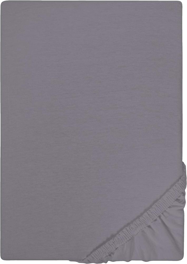Biberna Jersey-Stretch Spannbettlaken Spannbetttuch 180x200 cm - 200x200 cm Silber - Grau Bild 1