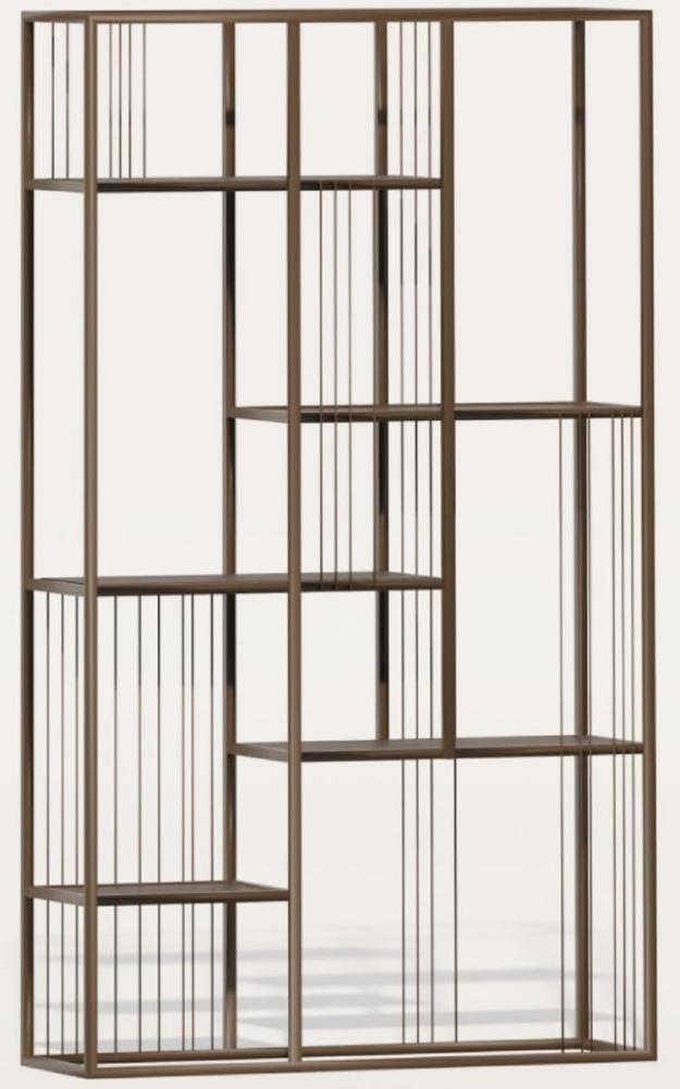 Casa Padrino Luxus Metall Regalschrank mit Holzregalen Braun 118 cm Bild 1