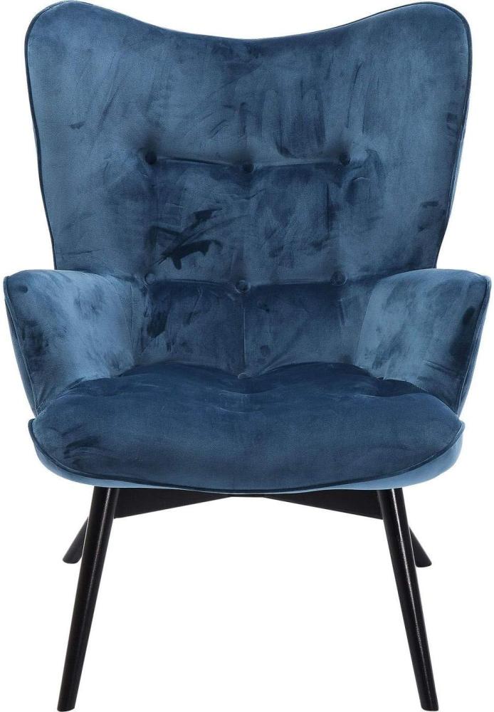 Kare Design Sessel Vicky Velvet, samt blau Loungesessel, TV-Sessel mit dunklem Holzgestell, (H/B/T) 92x59x63cm Bild 1
