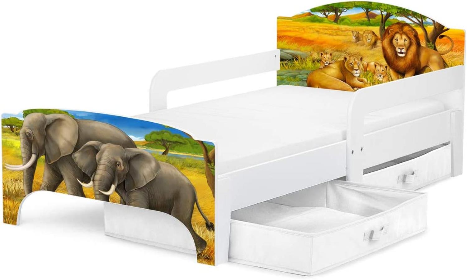 Leomark 'Safari' Kinderbett mit Schubladen für Bettwäsche 140 x 70 Bild 1
