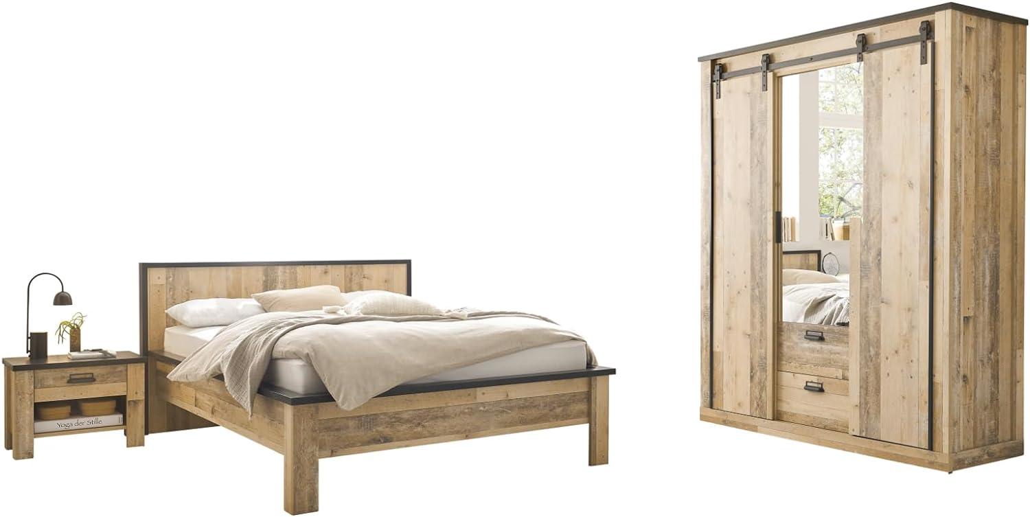 Schlafzimmer komplett Set Stove in Used Wood hell Liegefläche 140 x 200 cm Bild 1