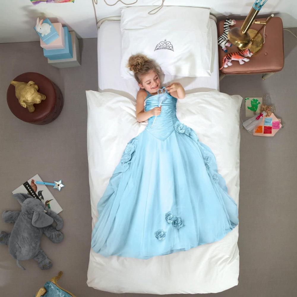 Snurk Kinder Baumwolle Bettwäsche Prinzessin Hellblau 135x200 + 80x80 cm Bild 1