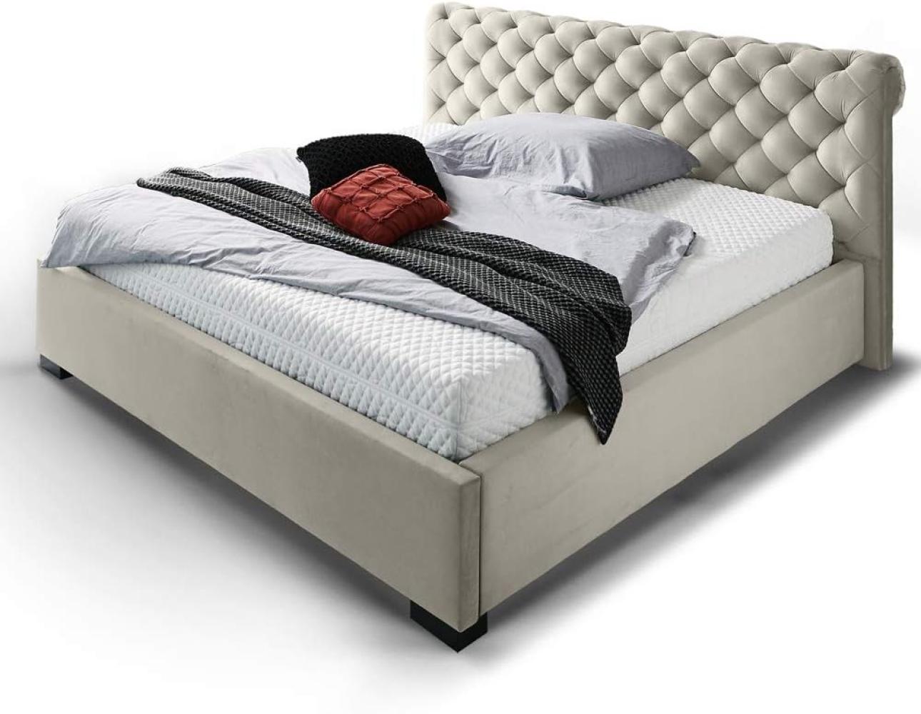 Bett mit Bettkasten ELSA-Classic Samt Stauraumbett (140x200 cm, Altweiß) Bild 1