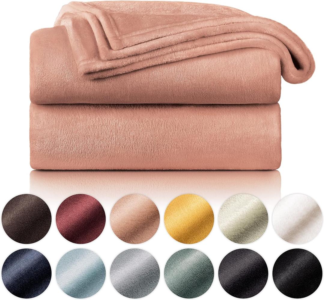 Blumtal Kuscheldecke aus Fleece - hochwertige Decke, Oeko-TEX® Zertifiziert in 220 x 240 cm, Kuscheldecke flauschig als Sofadecke, Tagesdecke oder Winterdecke, Dusty pink - rosa Bild 1