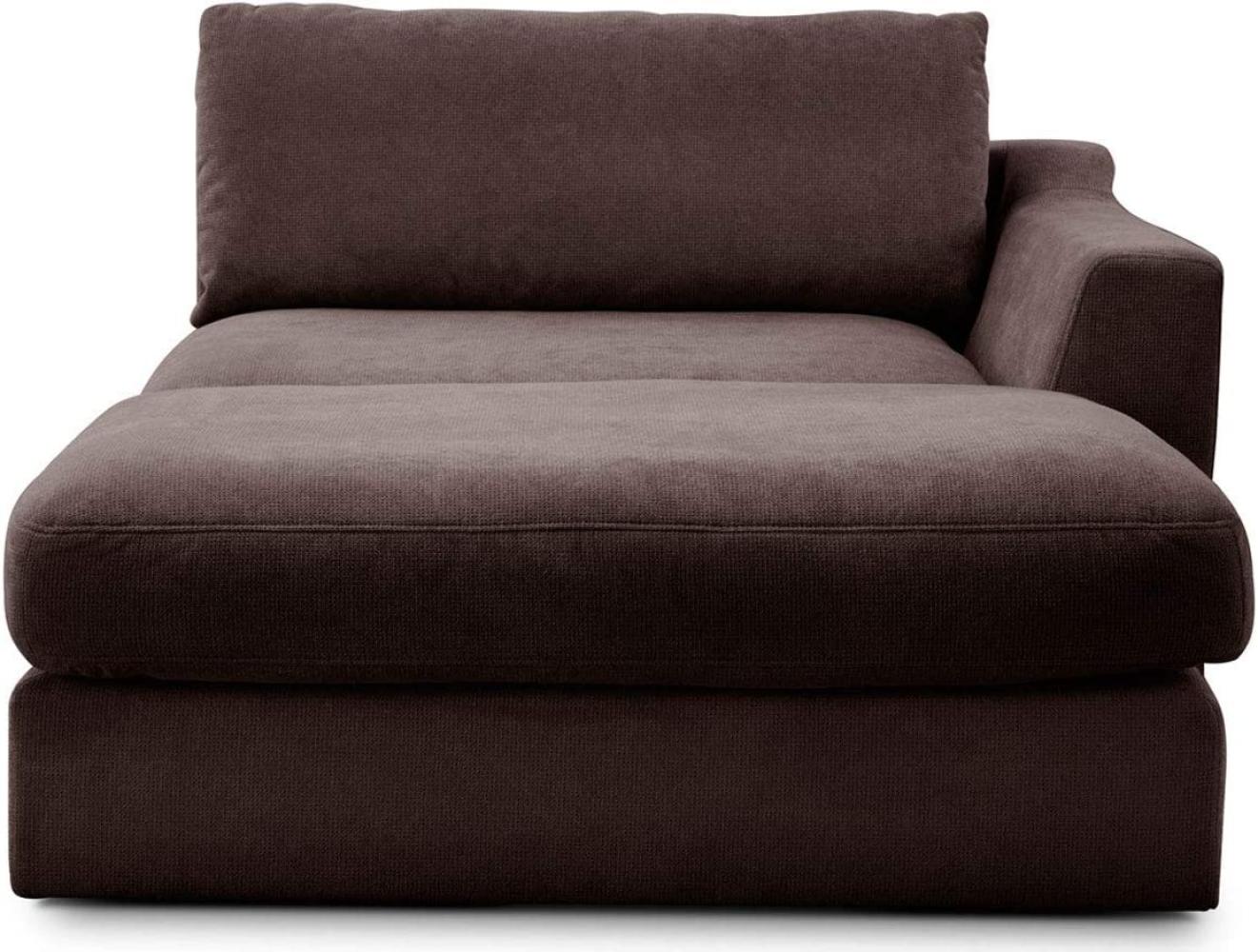CAVADORE Sofa-Modul "Fiona" Longchair mit Armteil rechts / XXL-Recamiere passend zur Couchgarnitur Fiona / 139 x 90 x 199 /Webstoff dunkelbraun Bild 1