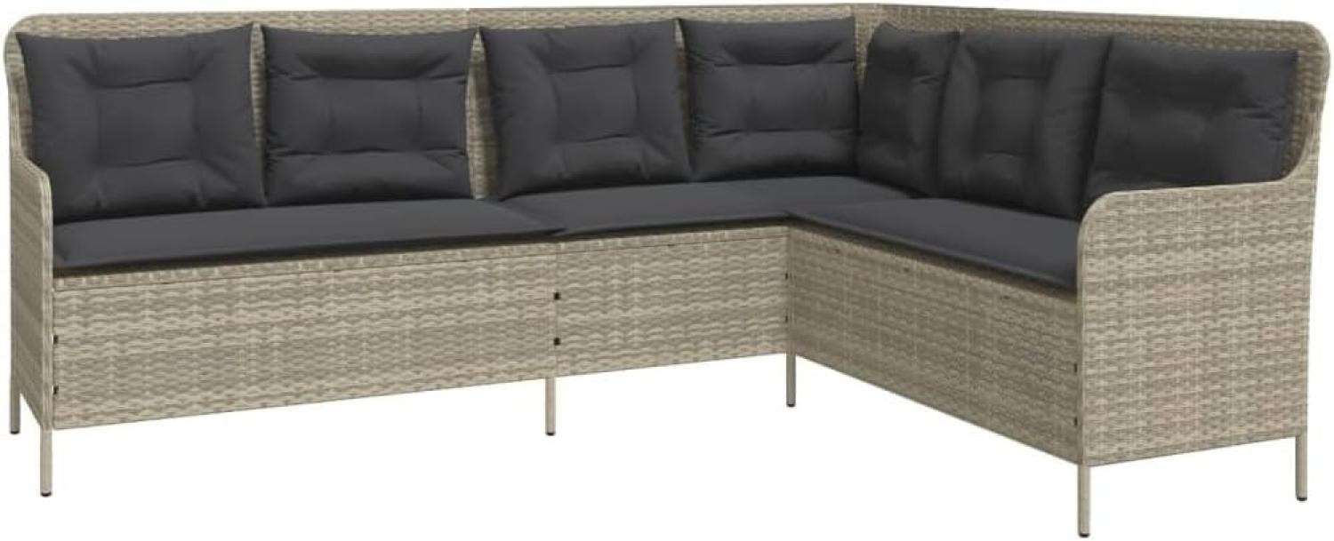 Gartensofa in L-Form mit Kissen Hellgrau Poly Rattan 369005 Bild 1