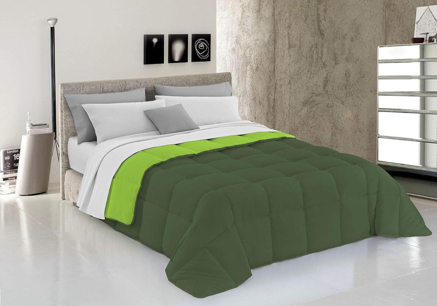 Italian Bed Linen Wintersteppdecke Elegant, Apfelgrün/Dunkel grün, Doppelte, 100% Mikrofaser, 260x260cm Bild 1