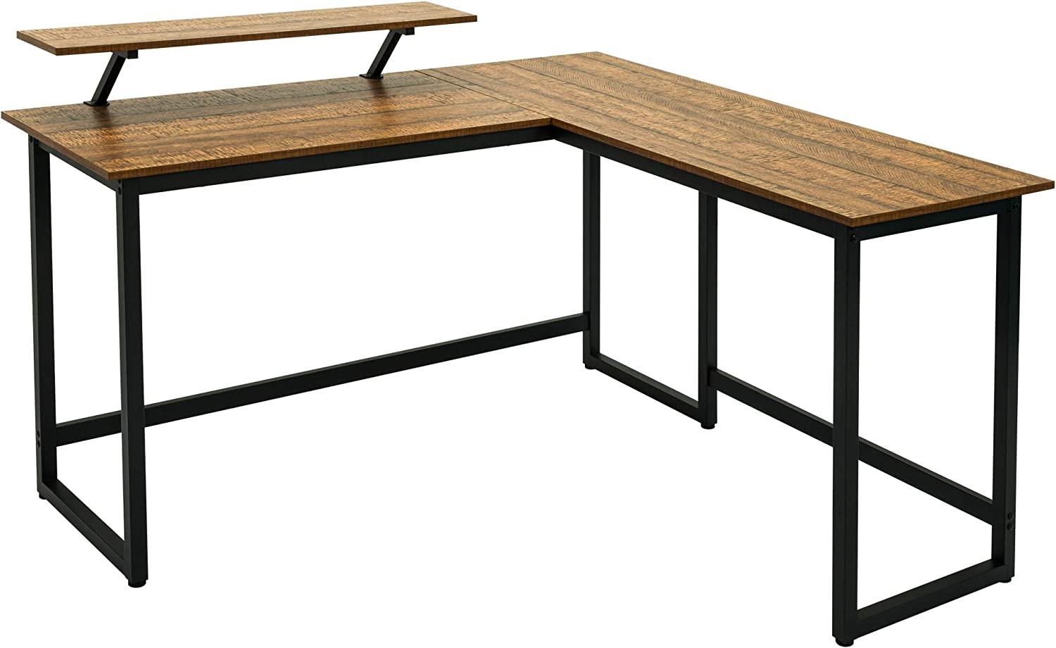 Meerveil Computertisch, Holzwerkstoff, Braun-schwarz, 140 x 130 x 76 cm Bild 1