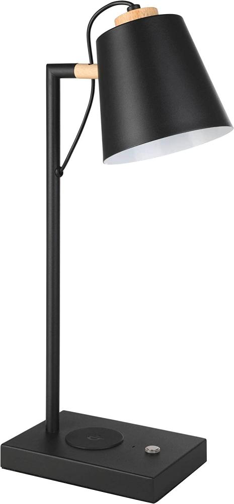 Eglo 900626 Tischleuchte LACEY-QI Stahl schwarz, creme LED 5,5W 3000K L:24cm B:13. 5cm H:50cm mit Touchdimmer und QI Charger Bild 1