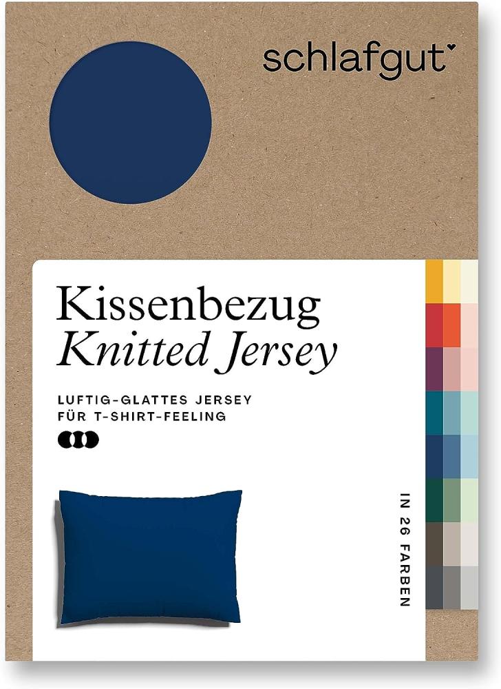 Schlafgut Knitted Jersey Bettwäsche | Kissenbezug einzeln 60x80 cm | blue-deep Bild 1