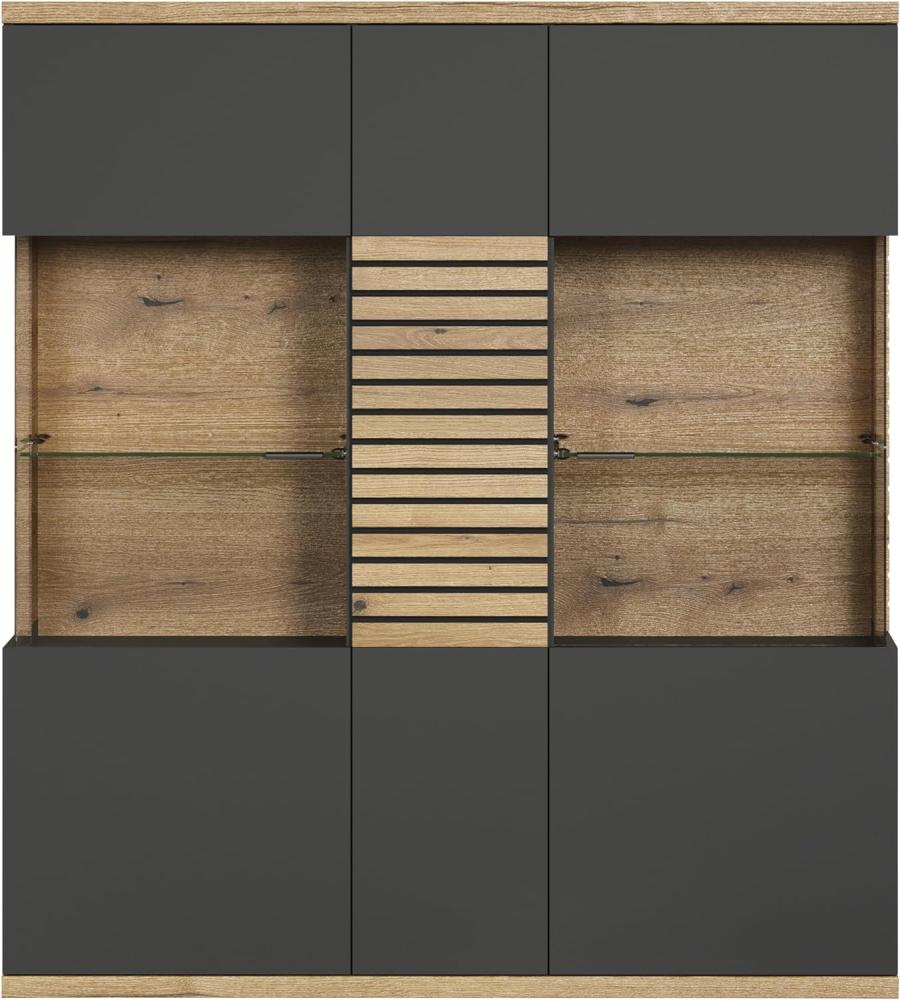 Highboard Norris in grau und Eiche Evoke 131 x 147 cm Bild 1